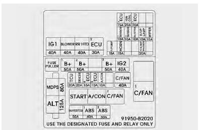 Panneau de fusibles du compartiment moteur