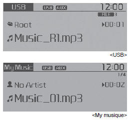 Méthode d'utilisation de base : usb / ipod / ma musique