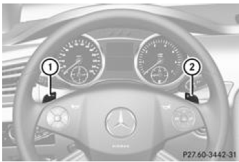 Mercedes-Benz Classe R. Palettes de changement de rapport au volant