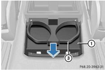 Mercedes-Benz Classe R. Porte-gobelets au niveau de la 2e rangée de sièges, en dessous des buses centrales