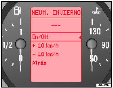 Afficheur numérique du combiné d'instruments : indicateur des pneus d'hivers