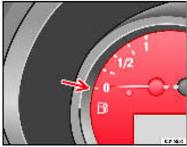 Détail du combiné d'instruments : indicateur de niveau de carburant