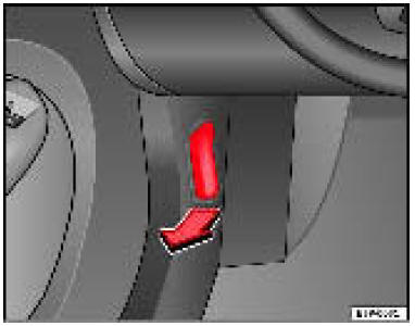Fig. 160 Détail du plancher côté conducteur : levier de déverrouillage du