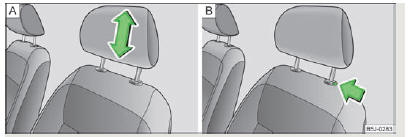 Skoda Roomster. Fig. 35 Appuie-tête : réglage/démontage