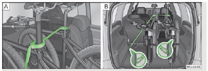 Skoda Roomster. Fig. 54 Sécuriser les bicyclettes