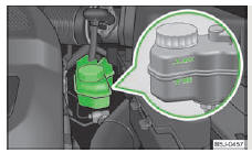 Skoda Roomster. Fig. 118 Compartiment moteur : réservoir de liquide de frein