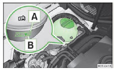 Skoda Roomster. Fig. 117 Compartiment moteur : vase d'expansion du fluide de refroidissement