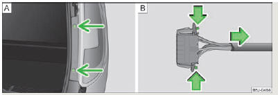 Skoda Roomster. Fig. 151 Démontage du bloc optique arrière/débranchement du connecteur