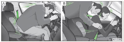 Skoda Roomster. Fig. 92 Conducteur non attaché/passager non attaché sur le siège arrière