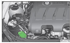 Skoda Roomster. Fig. 119 Compartiment moteur : réservoir du lave-glaces