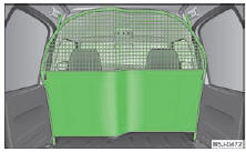 Skoda Roomster. Fig. 155 Panneau de séparation de sécurité réglable