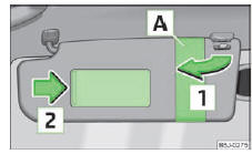 Skoda Roomster. Fig. 28 Pare-soleil : actionnement